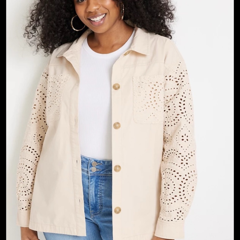 Maurices Cream Eyelet Utility Jacket